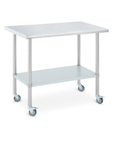 Garvee Mesa de Preparación de Acero Inoxidable 61×122 cm con Ruedas Giratorias, Estante Ajustable, Resistente y Versátil para Cocina y Taller - Mesa con Rodantes