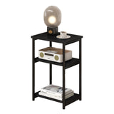 Garvee Mesa Auxiliar 3 Niveles Marco Metálico Negro Para Sala Y Dormitorio, Estante Alto, Estructura Acero Resistente - Negro