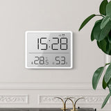 Garvee Reloj De Pared Digital Led Multifunción Con Termómetro E Higrómetro Para Salón Y Oficina, Pantalla Grande, Material Resistente, Soporte E Imán - Blanco