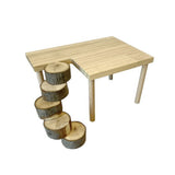 Garvee Estante de Plataforma de Madera Natural para Hamsters con Doble Piso y Escalera Redonda, Ecológico, Estable y Fácil de Montar, Ideal para Juegos y Escalada - Escalera Redonda