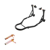 Garvee Soporte Universal para Motocicleta 204 kg con Cabezas de Horquilla Ajustables, Acero Resistente, Uso en Taller, Protección Antideslizante, Fácil Montaje - Negro