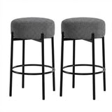 Garvee Set de 2 Taburetes Redondos Tapizados en Sherpa Suave para Desayunos en Islas de Cocina Modernas Blanco - Gris Oscuro