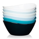 Garvee Set 6 Ciotole in Porcellana Resistenti e Colorate - 15 cm, 18 oz, Microonde e Lavastoviglie, Sicure e Versatili per Casa e Feste - Blanco+Azul