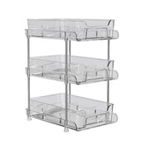 Garvee Organizador de Esquina Baño Estante Almacenamiento Maquillaje 3 Niveles Bandejas Transparentes Estantes Extraíbles Encimera Divisores - Transparente