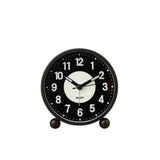 Garvee Reloj despertador metal redondo 10.2cm simple luz nocturna portátil mesita noche movimiento silencioso anti caídas negro
