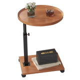 Garvee Mesa Auxiliar en C de 40x30x45 cm: Mesa de Centro con Ruedas, Soporte Ergonómico para Sofá y Mesita de Noche con Giro 360° - Color de Madera