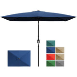Garvee Sombrilla de Patio Rectangular 10'x6.5' Azul Marino, Poliéster Resistente UV, Estructura de Acero Reforzado para Jardín y Piscina - Azul marino