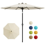 Garvee Sombrilla de Patio 3m con Estructura de Hierro Reforzado Manivela e Inclinación Color Gris - Blanco beige
