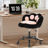 Garvee Silla De Tocador Con Ruedas Diseño De Pata De Gato Giratoria 360° Ajustable Altura Teddy Fleece - Negro
