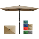 Garvee Sombrilla Rectangular para Patio 10'x6.5' con Manivela y Botón de Inclinación, Tela Poliéster Resistente, 6 Costillas de Acero, Diseño Ventilado, Ideal para Jardín y Piscina - Bronceado