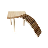 Garvee Escalera para Hámster Juguete de Escalada con Plataforma de Madera Accesorio Interactivo para Mascotas Escalada en Esquina Patas de 14cm Madera Natural