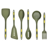 Garvee Juego de utensilios de cocina de silicona de 6 piezas, antiadherente, grado alimenticio con núcleo de acero inoxidable, herramientas de cocina, Marrón Y Verde