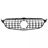 Garvee Rejilla Delantera Cromada y Negra para Mercedes Clase C W205 2014-2018, ABS, Fácil Instalación, Diseño Moderno