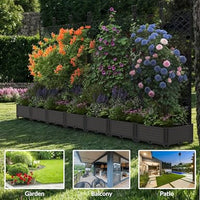 Garvee Jardineras Elevadas con Enrejado 7 Piezas, Plástico Resistente, Pantalla de Privacidad para Patios y Balcones, Negro, 41×41 y 89×41 cm