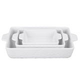Garvee Set De 3 Platos Para Hornear De Cerámica Con Asas, Porcelana, Multi Tamaño, Seguro Para Microondas Y Horno, Fácil Limpieza, Ideal Para Cenas Y Reuniones - Blanco