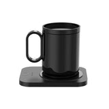 Garvee Calentador de Taza USB Inteligente de Plástico, Modelo Básico con Taza de Cerámica, Carga Inalámbrica para Móvil, 3 Temperaturas Ajustables y Apagado Automático 8H, para Oficina y Hogar, Negro