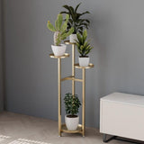 Garvee Soporte de plantas de metal Garvee para interior y exterior, con pies antideslizantes, estante para flores de esquina para jardín, balcón, sala de estar, compacto, estable, oro - Dorado