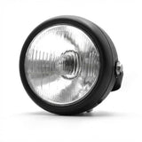Garvee Faro redondo LED y halógeno H2 para motocicleta clásica, 12V 35W 2250LM, metal y vidrio, negro/blanco, uso universal - Negro