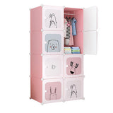 Garvee Armario Infantil Modular de 8 Cubos, Estantería Organizadora de Ropa para Niños con Puertas, Guardarropa de Plástico DIY para Habitación de Bebé - Rosa
