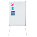 Garvee Pizarra blanca magnética portátil 91x61cm, con trípode ajustable, superficie antimanchas, acero resistente, negro/blanco - Blanco