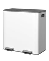 Garvee Papelera Doble 2 x 10.6 gal Acero Inoxidable con Tapa Suave para Cocina, Compacta, Resistente y Sin Huellas, Plata
