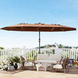 Garvee Parasol Extralargo con Manivela Fácil y LED Nocturno para Grupos Grandes en Jardín o Terraza 270x450cm Marrón Tostado - Marrón