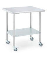Garvee Mesa de Preparación de Acero Inoxidable 61 × 76 cm con Ruedas Giratorias y Estante Ajustable para Cocina Comercial y Exterior, Resistente y Versátil - Mesa con Ruedas