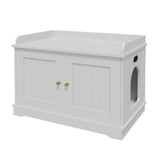Garvee Mueble para Caja de Arena de Gato con Puerta de Granero, Madera Blanca, Espacioso, Fácil de Limpiar, Interior para Mascotas 80×50×54 cm - Blanco