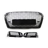 Garvee Calandra Deportiva De Rejilla De Panal Para Audi A4 B9 S-Line 2017-2019, ABS Negro Brillante, Kit Completo Para Coche