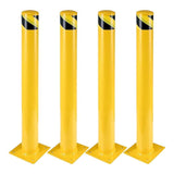 Garvee Set de 4 Bolardos de Seguridad de Metal para Aislamiento de Tráfico con Base Estable 107cm Amarillo - Pack de 4