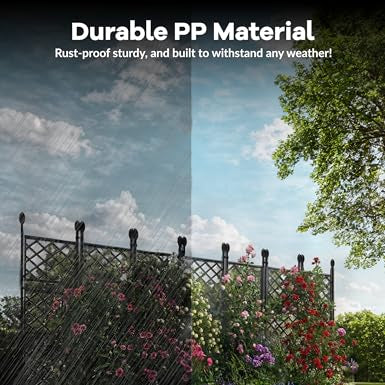 Garvee Jardineras Elevadas con Enrejado 7 Piezas, Plástico Resistente, Pantalla de Privacidad para Patios y Balcones, Negro, 41×41 y 89×41 cm