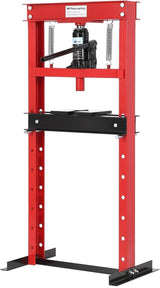 Garvee Prensa Hidráulica 20 Ton H-Frame Ajustable Acero Carbono Alta Durabilidad Protección Sobrecarga Uso Taller Automotriz - Rojo