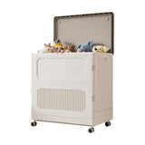 Garvee Contenedor De Almacenaje Grande Plegable 123L Con Ruedas Y Tapa Para Dormitorio Y Sala, Plástico PP Resistente, Fácil De Mover, Estable, Gris