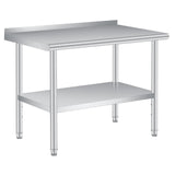 Garvee Mesa de Acero Inoxidable para Cocina 122×61 cm con Respaldo, Estante Ajustable, Alta Durabilidad, Ideal para Restaurantes y Hogar