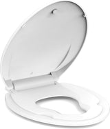 Garvee asiento de Inodoro Redondo 43 cm con Asiento para Niños Integrado, Cierre Lento, Fácil Instalación, Material PP, Antideslizante, Hogar Familiar - Blanco