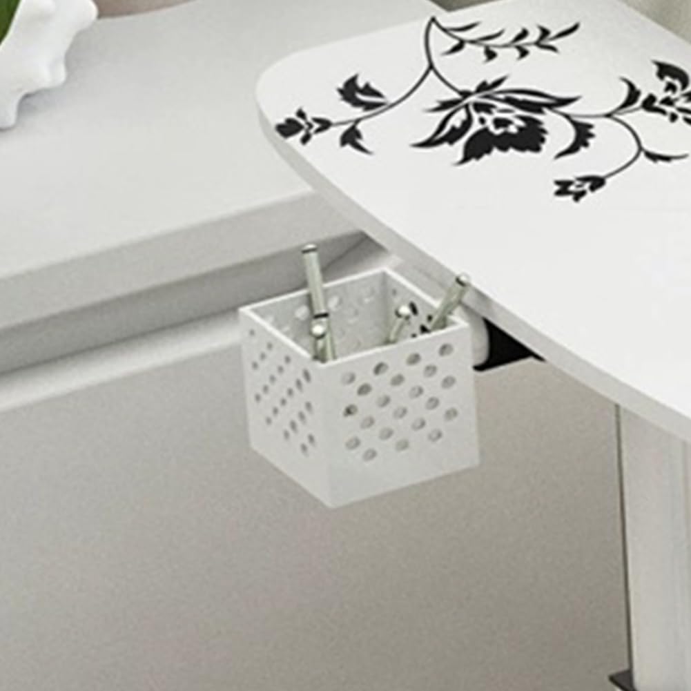 Garvee Mesa Auxiliar para Ordenador en Forma de C, Escritorio Portátil con Ruedas Ajustable en Altura 65-95 cm, Blanco con Textura