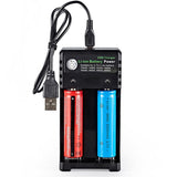 Garvee Cargador Batería 18650 USB 2 Ranuras Carga Independiente Protección Múltiple ABS Resistente Uso Hogar y Viajes Compatible 10440-26650