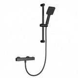 Garvee Duscharmatur Negro con Termostato 38°C, 3 Modos de Chorro, Acero Inoxidable, Manguera PVC Antienredos 150cm, Montaje Universal para Ducha Moderna, Negro, 70cm - Negro Mate