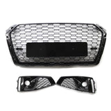 Garvee Rejilla Frontal De Proteccin Para Audi A4L S-Line 2018-2020, Diseo Panal Deportivo, Negro Brillante, Plstico ABS