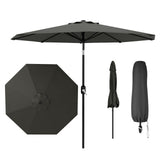 Garvee Sombrilla de Jardín de 270 cm con Manivela e Inclinación de Poliéster UV50 para Terraza Gris - Gris