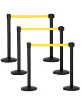 Garvee Set de 6 Postes de Control de Multitudes con Cinta Retráctil Amarilla 201 cm, Acero Resistente, Base Pesada Estable para Eventos y Hoteles