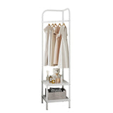 Garvee Perchero Esquinero de Metal con 2 Estantes para Hogar y Dormitorio, Diseño Moderno, Acabado Antióxido, Multifuncional, Negro - Blanco
