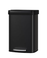 Garvee Cubo de Basura de Pie 50L con Tapa de Cierre Suave, Inoxidable para Cocina y Comedor, Compacto, Negro - Negro