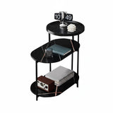 Garvee Mesa Auxiliar de 3 Niveles con Patas Metálicas Resistentes, Diseño Moderno Mármol, Compacta para Sala y Dormitorio, 65 × 40 × 65 cm, Negro