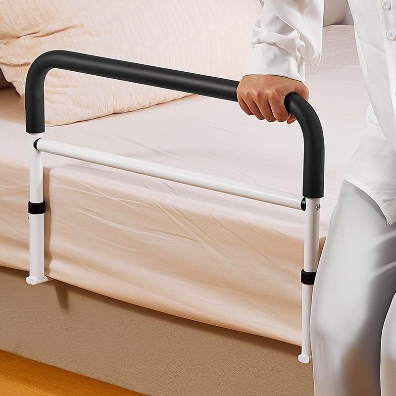 Garvee Ayuda para Levantarse de la Cama para Personas Mayores Altura Ajustable 36.5-43.5 Cm Acero Inoxidable Agarre Antideslizante Plegable Base Segura en Forma de U para Hogar y Viaje