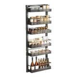 Garvee Estante para especias Garvee para puerta, 6 niveles, colgante, organizador para puerta para cocina, sala de estar, baño, 44x16x126cm, negro - Negro