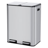 Cubo de basura de cocina Garvee 2x30L acero inoxidable, sistema de reciclaje, pedal con cierre suave, bajo olor, compacto, para hogar