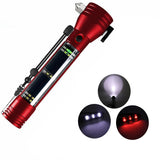 Garvee Linterna Multifuncional 10 en 1 para Coche, 7 Modos, Rompe Cristales, Cortador de Cinturón, LED, Solar, Compacta y Resistente - Rojo