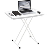 Garvee Mesa Plegable Pequeña 65x45 cm, Altura Ajustable 3 Niveles 46-74 cm, Polietileno y Acero, Portátil, para Cocina, Barbacoa y Balcón, Blanco