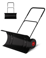 Garvee Pala para Nieve 91cm con Ruedas, Hoja de Acero Resistente, Mango Ajustable, Inclinación 60°, Base Plástica, para Entrada y Patio, Fácil Almacenaje - Negro